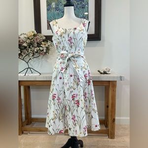 Gal Meets Glam Floral Petal Fit & Flare Stretch Cotton Dress - Size 4